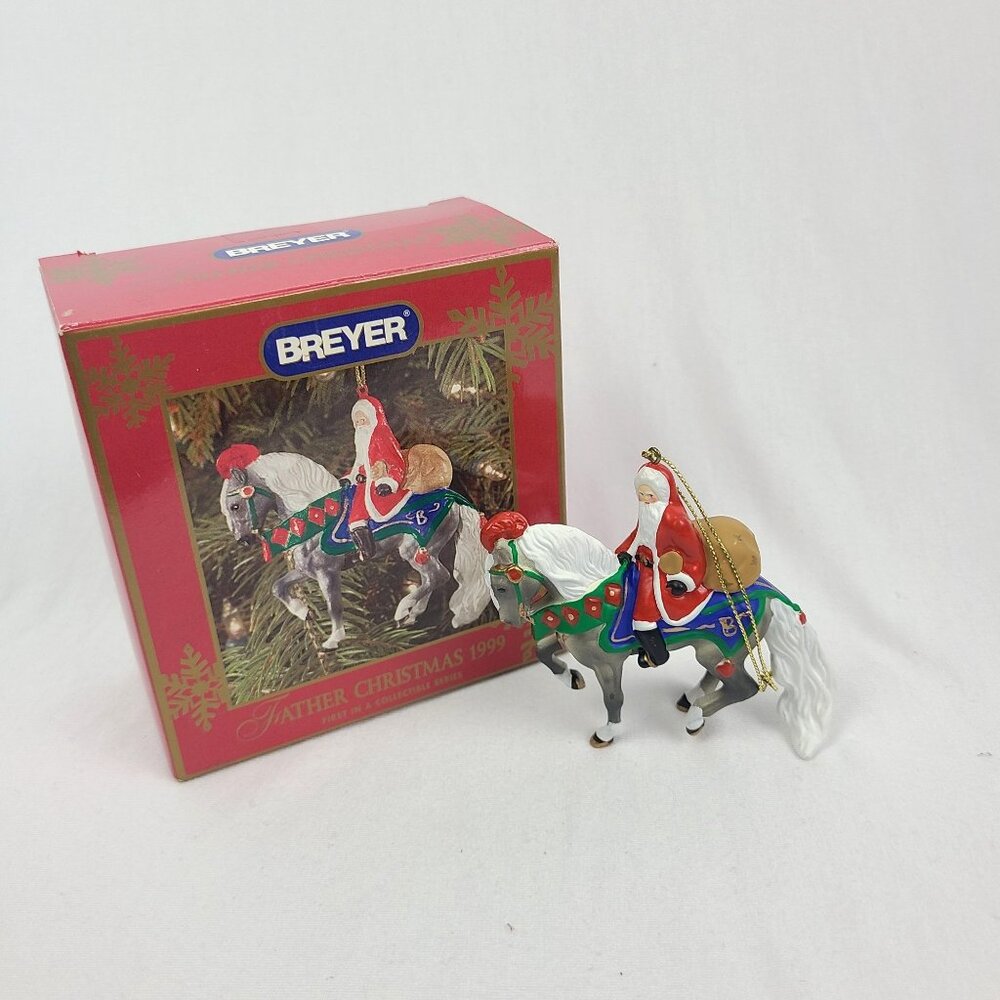 Breyer Father Christmas Ornament 1999 Santa Dappled Grey Horse 1st in Series